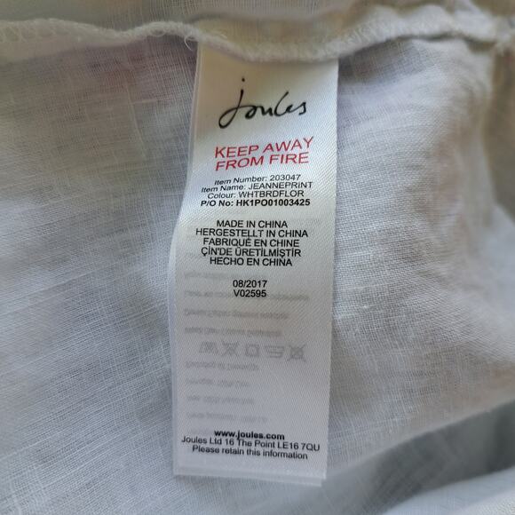 JOULES Jeanne Print White Pink Floral Linen Button Down Top Suze 14 - Picture 12 of 14